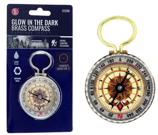 Glow in Dark Brass Compass