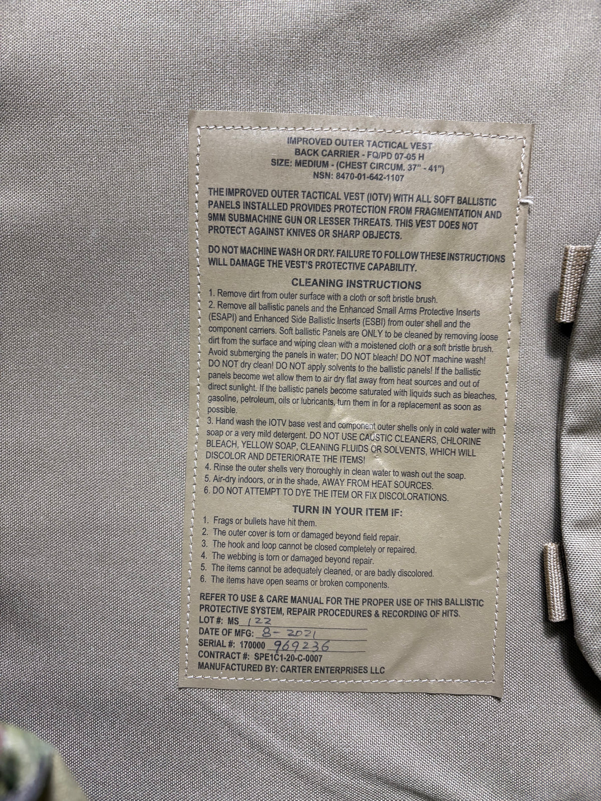 OCP IOTV Gen IV size medium