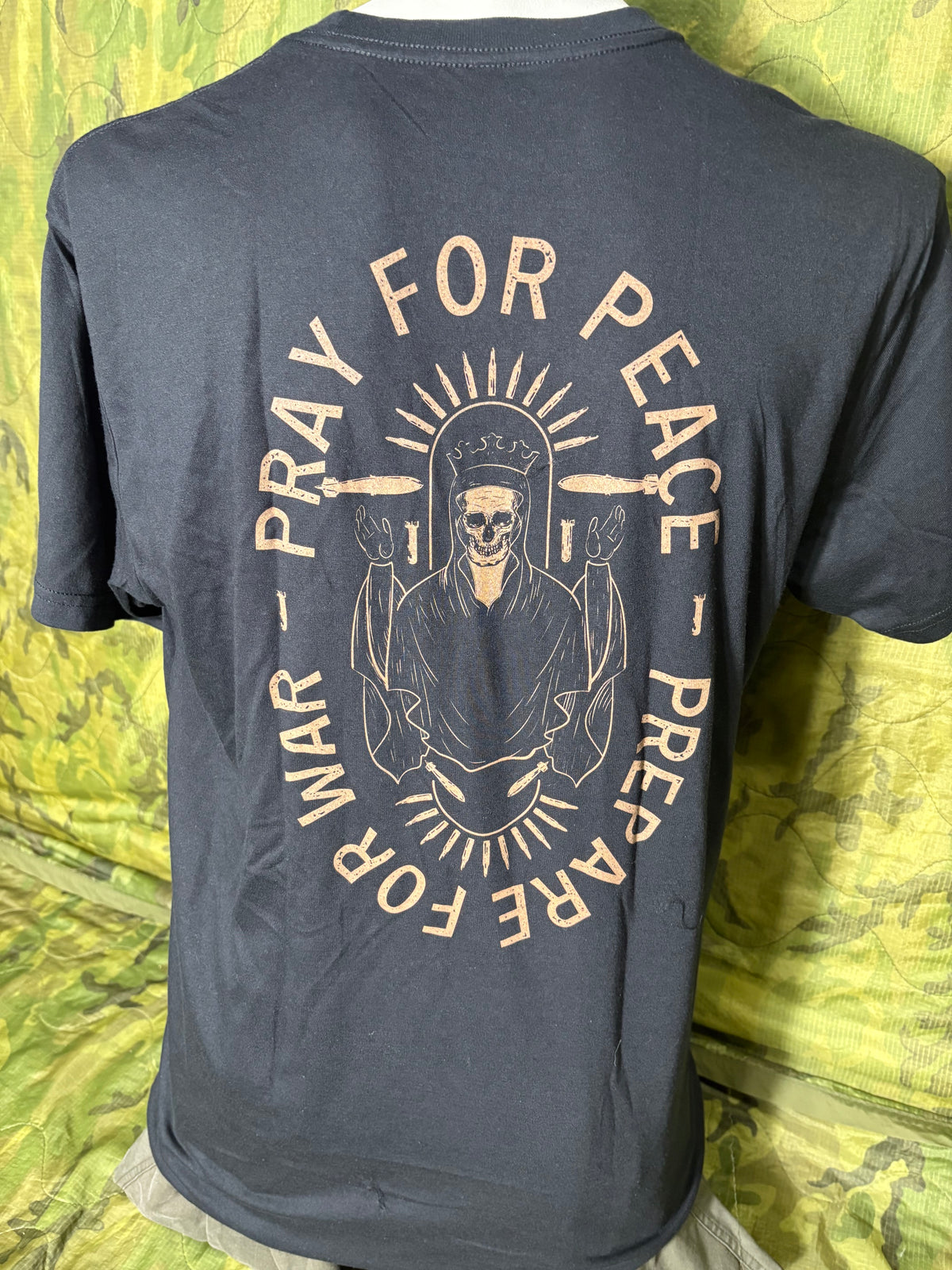 Black "Pray for Peace-Prepare for War" Graphic T-Shirt