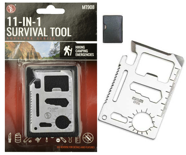 11-IN-1 Multi-Function Survival Tool With Black Fitted leatherette Carrying Case