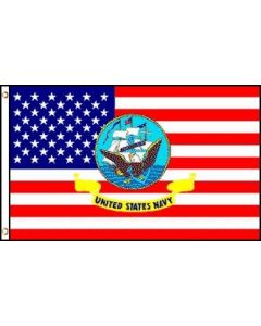 U.S FLAG W/ NAVY LOGO FLAG