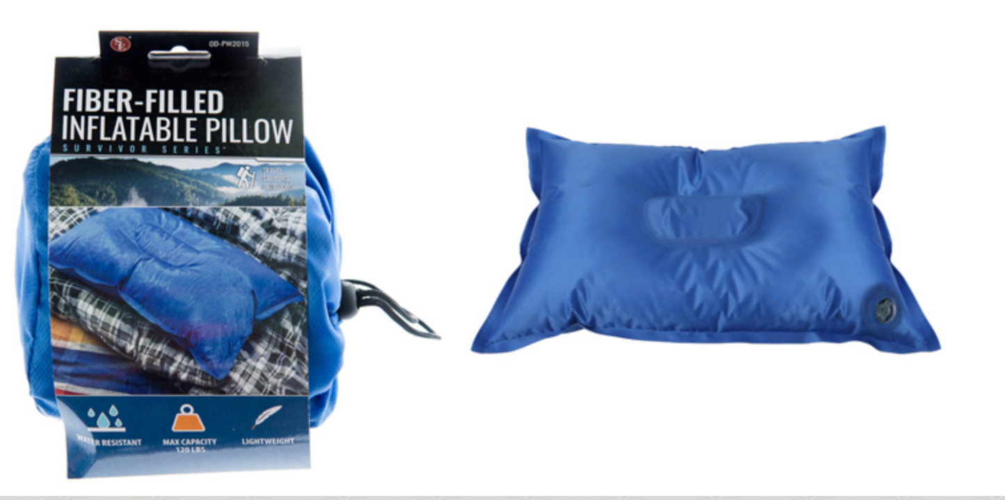 Fiber-Filled Inflatable Pillow measuring 15" x 12"