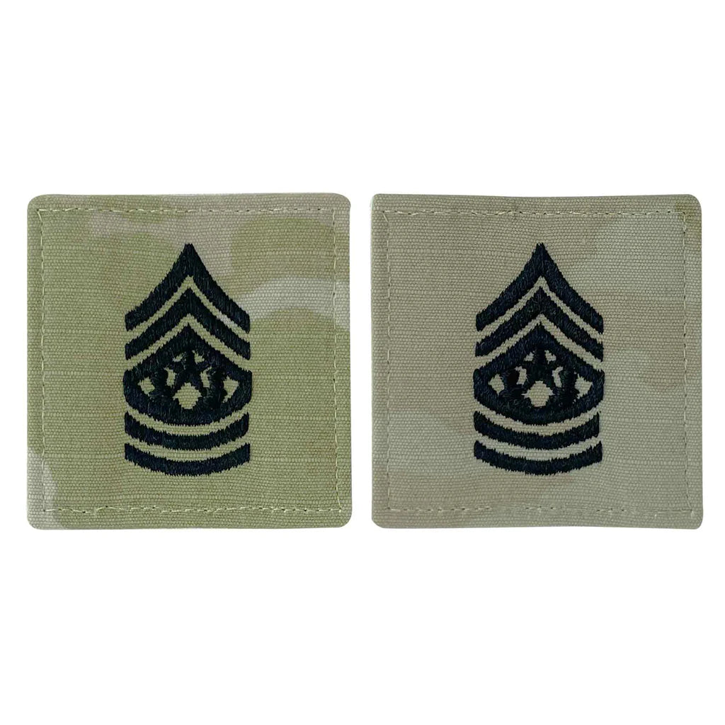 Army embroidered OCP with hook rank insignia: COMMAND SERGEANT MAJOR