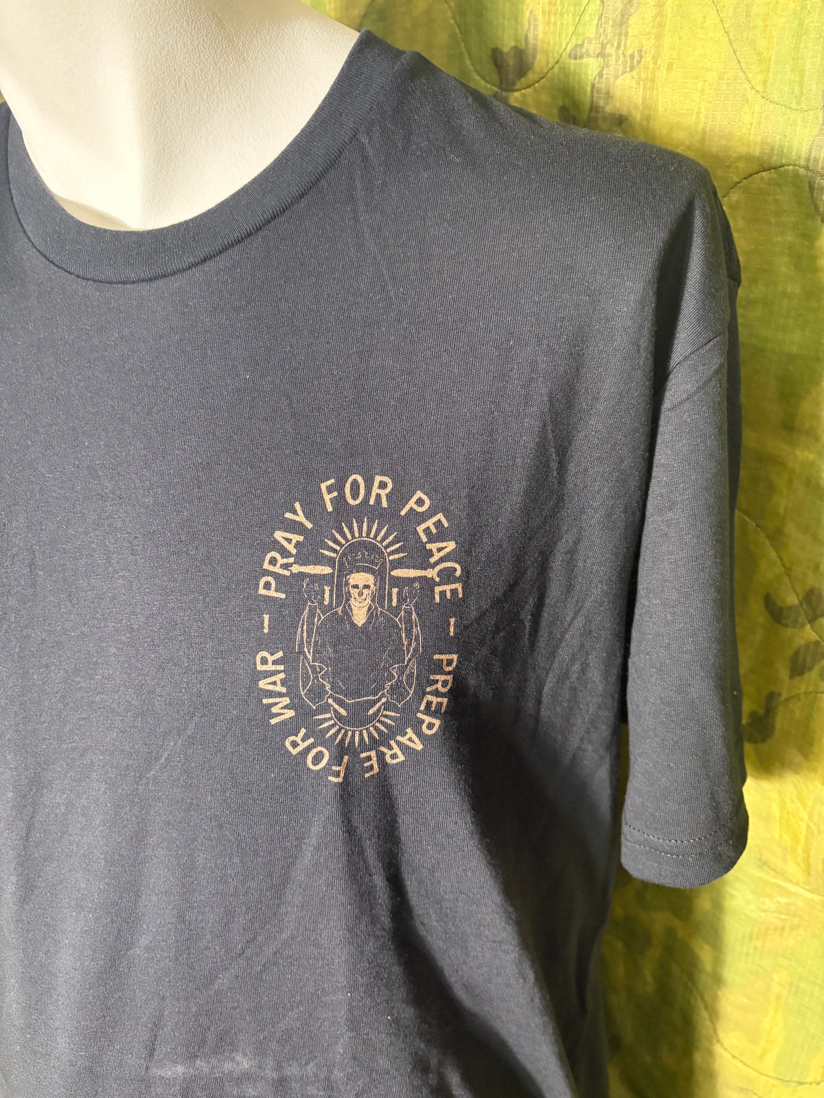 Black "Pray for Peace-Prepare for War" Graphic T-Shirt