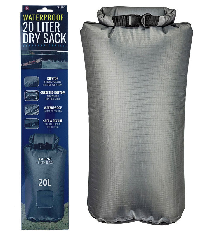 20L Waterproof Gray Dry Sack With Gusseted bottom(14.1/4"x25.1/2")