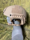 Level IIIA Coyote High Cut Helmet Adjustable Chinstrap W/ Integrated NVG Mount